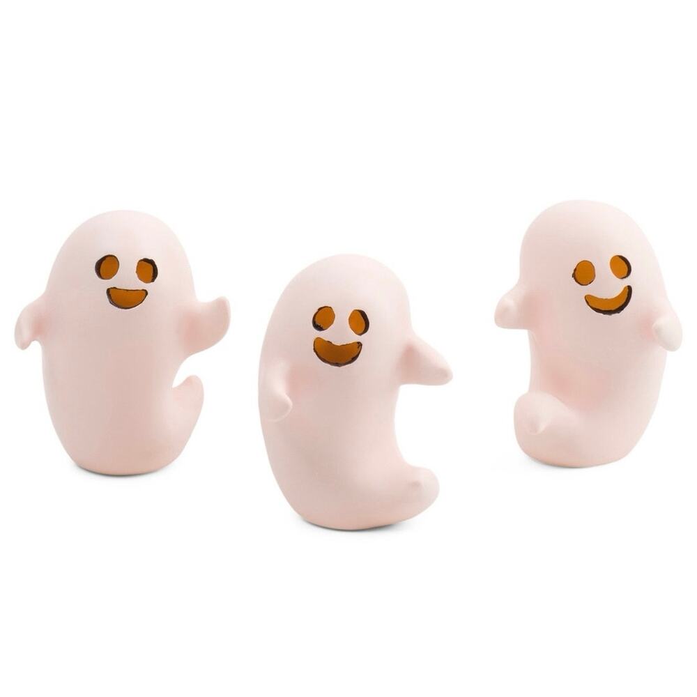 Rachel Zoe Set of 3 Pink LED Light Up Ghosts Halloween Decor Ghost Trio NEW